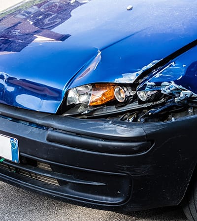 Blue damaged car